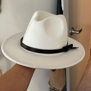 White small brim hat